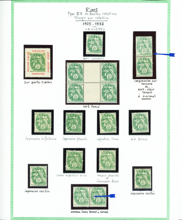 N°111, diverses variétés (3 lettres) sur 4 feuille