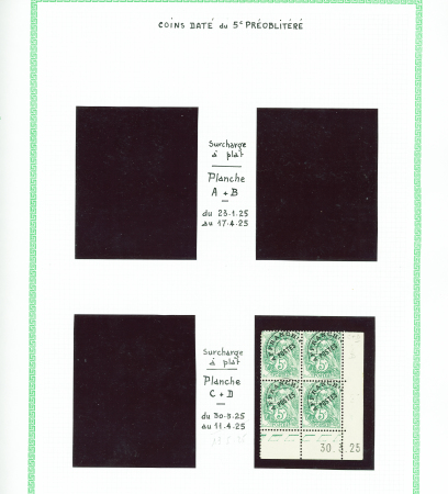 Préo n°41b, 7 blocs de 4 avec coins datés, **, TB