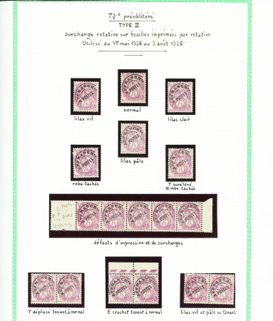 Préo n°42, 7 1/2c lilas variétés, nuances, bloc de