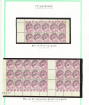 Préo n°42, 7 1/2c lilas variétés, nuances, bloc de