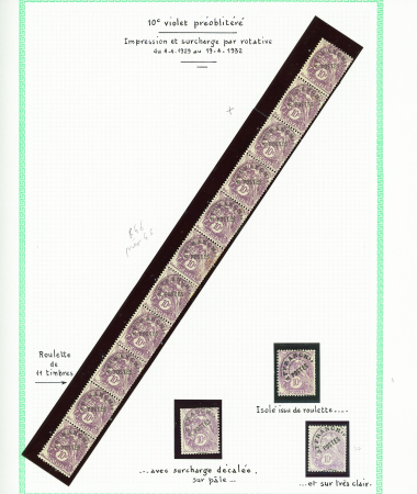 Préo n°43, 10c violet, bande verticale de 11 de ro