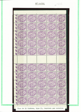 N°233, 3 pages d'album dont bloc interpanneau de 5