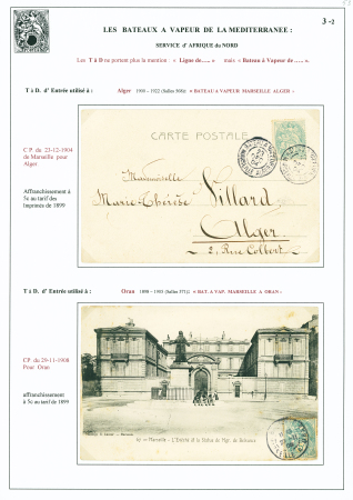 2 cartes postales : n°111 OBL CAD 2 cercles "Batea