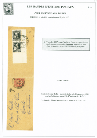 Entier bande 2c brun-lilas OBL Paris (1930) pour C