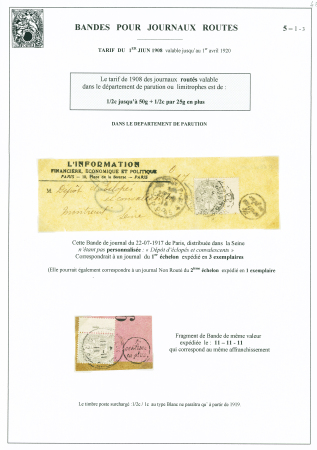 N°107 OBL CAD "Journaux Paris PP 85" (1917) sur ba