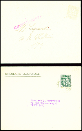 2 lettres AFF n°107 avec griffe rouge "elections l