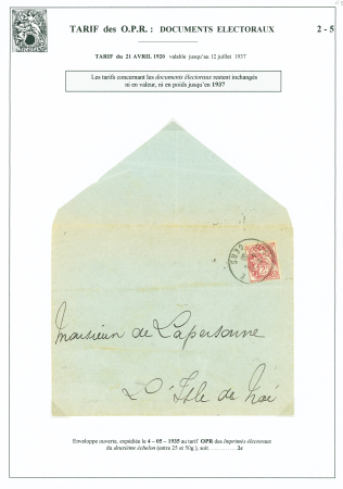 N°108 OBL L'Isle de Noé Gers (1935) sur env. ouver