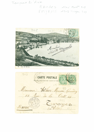2 cartes postales AFF Levant n°13 OBL CAD perlé "R