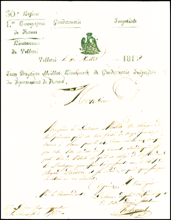 Lettre avec MP "116- Velletri" (1813) pour Rome av