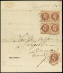 N°26, bloc de 4 + 1 pièce OBL GC 1884 (Douai) Nord