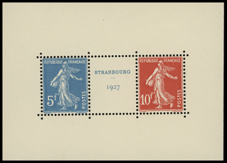 N°242A 5f bleu et 10f rouge Semeuse en paire avec intervalle