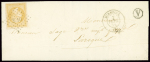 N°13Aa 10c jaune-citron obl. PC sur lettre avec càd