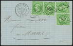 N°20a 5c vert foncé, deux paires obl. GC99 sur lettre