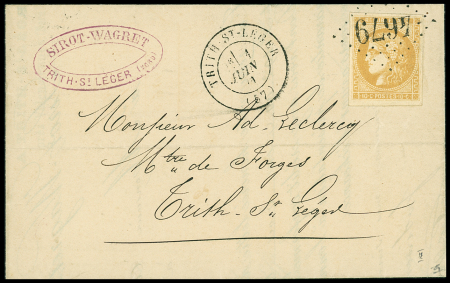 N°43B obl. GC4679 +T17 Trith-St-Leger 1 juin 71 (57)