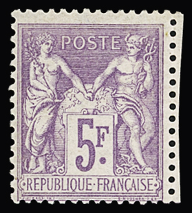 N°95 5f violet sur lilas, neuf **, TB. Signé Calves