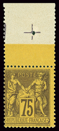 N°99 75c violet sur orange, bdf avec croix de repère,