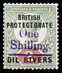 1893 1s on 2d grey-green and carmine, overprinted in