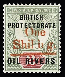 1893 "One Shilling"  on 2d grey-green and carmine,