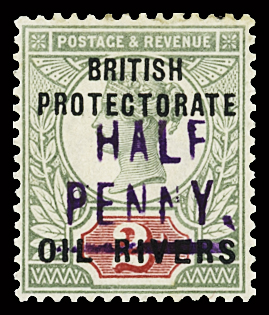 1893 "HALF PENNY"  on 2d grey-green and carmine, type