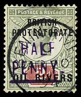 1893 "HALF PENNY"  on 2d grey-green and carmine, type