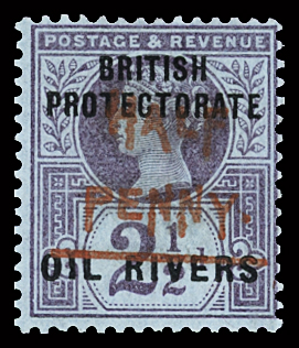 1893 "HALF PENNY"  on 2 1/2d purple on blue paper,