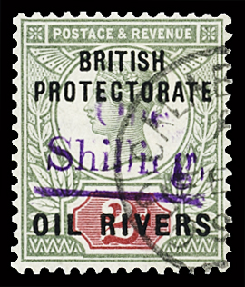 1893 "One Shilling"  on 2d grey-green and carmine,