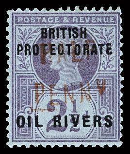 1893 "HALF PENNY"  on 2 1/2d purple on blue paper,