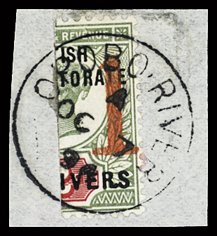 1894 "1"  on half 2d grey-green and carmine, type 16