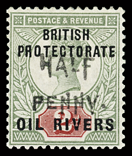 1893 "HALF PENNY"  on 2d grey-green and carmine, type
