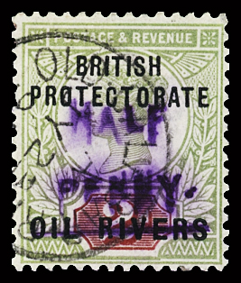 1893 "HALF PENNY" on 2d grey-green and carmine, type