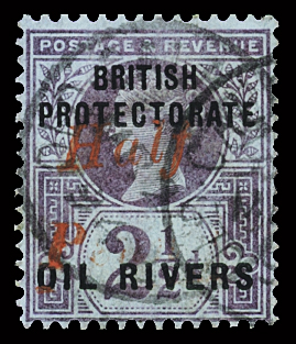 1893 "HALF PENNY"  on 2 1/2d purple on blue paper,