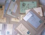 Collection de 128 plis d'Ardèche : marques postales, cursives, PC, GC, dont une carte postale précurseur privée montgolfier Frères. Est joint un ensemble de 72 PC et GC sur détachés. TB