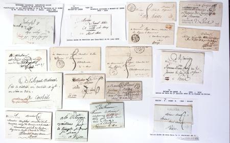 75 plis de Boissy Saint Léger dont 2 lettres AFF n°3, 20c noir. TB