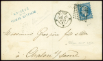 N°14B, piquage Susse OBL losange de points "D" + CAD "D Paris D" (1861) sur lettre. TB
