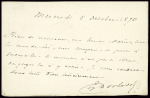 N°28 OBL GC + CAD "Paris La Maison Blanche" (5 oct 70) sur carte pour Brest sans arrivée, avec mention manuscrite "par la première occasion". TB