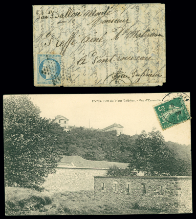 N°37 OBL étoile muette sur ballon monté daté du Fort du Mont Valérien pour Pont-Rousseau (42) avec arrivée 8 dec (Le Franklin possible). TB