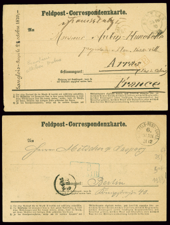 7 feldpost-correspondenzkarte (certaines provenance collection Dubus) datées de Sucy, Boissy St Léger, Rungis, Villeneuve St Georges, Orly, Champigny (1870). Bel ensemble