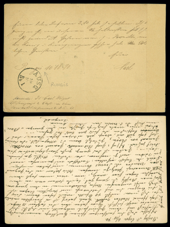 7 feldpost-correspondenzkarte (certaines provenance collection Dubus) datées de Sucy, Boissy St Léger, Rungis, Villeneuve St Georges, Orly, Champigny (1870). Bel ensemble