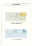 4 lettres de Marchiennes dont n°14 OBL PC 1864 + T13 Marchiennes (1855) et n°43, 10c bistre, 2 pièces OBL GC 2199 + T16 (mars 1871). TB