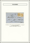 2 lettres dont n°43, 10c bistre, 2 pièces OBL GC 3422 + T17 Solesmes (juin 71) + "OR" de Saulzoir sur lettre. TB