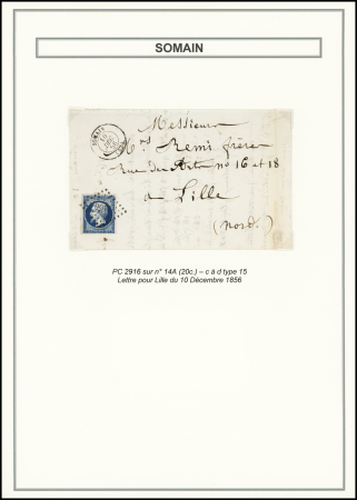 2 lettres dont n°9, 10c bistre (touché) OBL PC 2916 + cursive "57 Somain" sur une petite lettre, ind 20, frappes TB