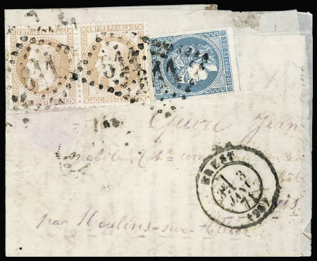 N°31 en paire +n°45 (touché) obl. GC 611 sur lettre