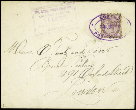 LOKOJA 1899: Cover to London franked by QV 1881 1/2d
