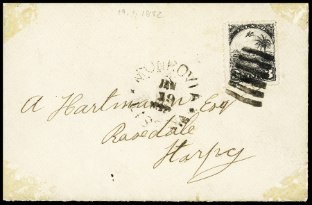 1882 Small envelope to Herper franked by 1881 3c black