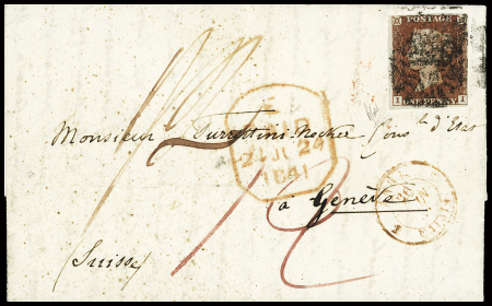 1d Red-brown, neatly cancelled by black MC on folded
