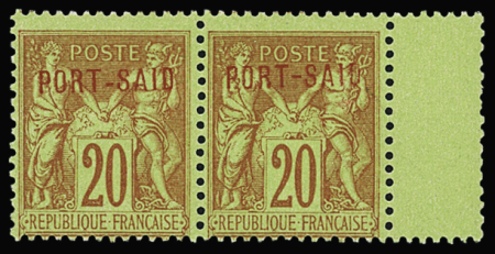 N°10A 20c brique sur vert en paire avec ERREUR tiret