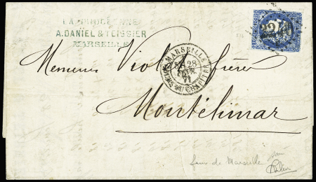 N°46B FAUX DE MARSEILLE (touché) obl. GC 2240 sur lettre