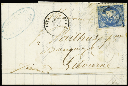 N°46B 20c bleu, Type III, Report 2, exceptionnelle