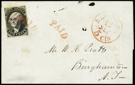 1846 Postmaster Provisional New York 1846 5c Black