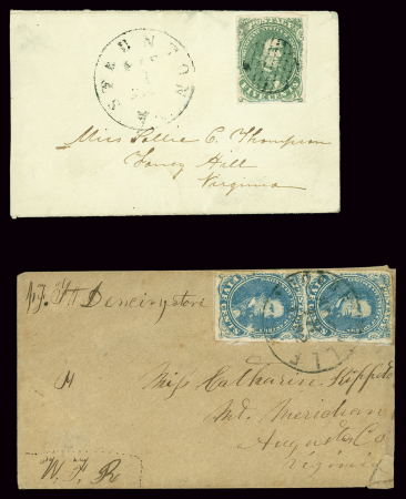 1861-62 Two Confederate States covers bearing respectively